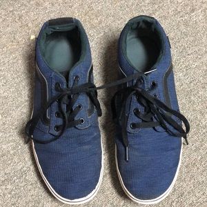 Dark blue and black canvas vans
